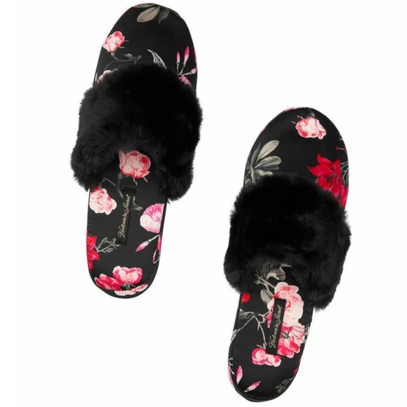 VICTORIA’S SECRET • Peonies Fur Trim Slippers - Picture 3 of 8
